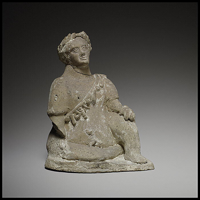 Seated boy, Terracotta, Cypriot