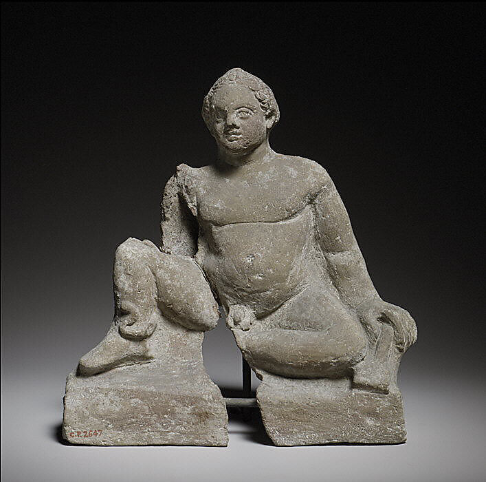 Seated boy, Terracotta, Cypriot