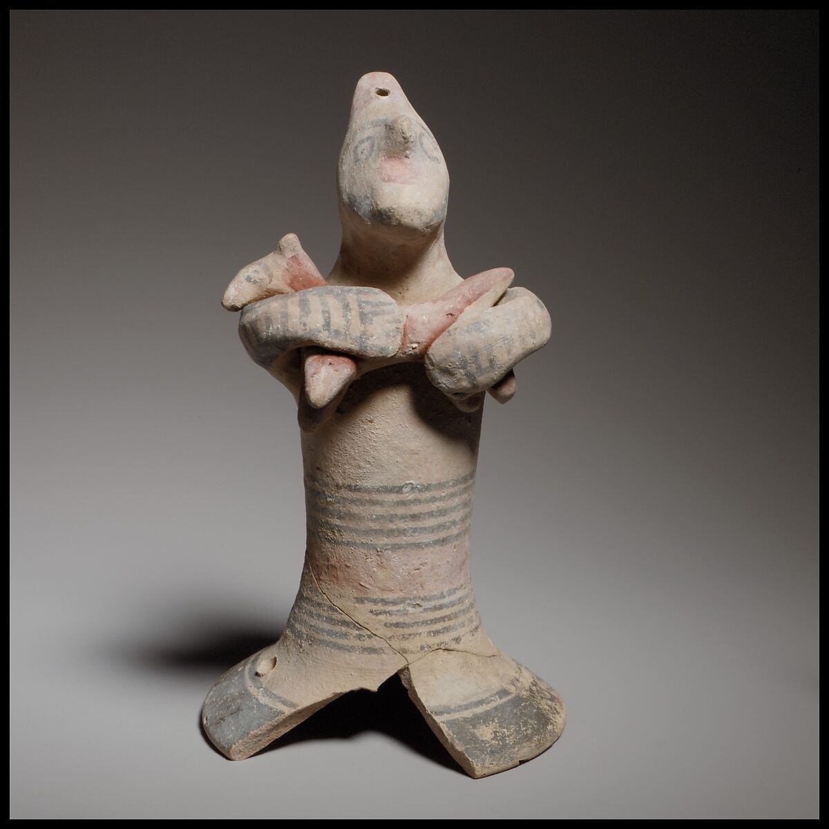 Terracotta statuette of a man holding a quadruped, Terracotta, Cypriot