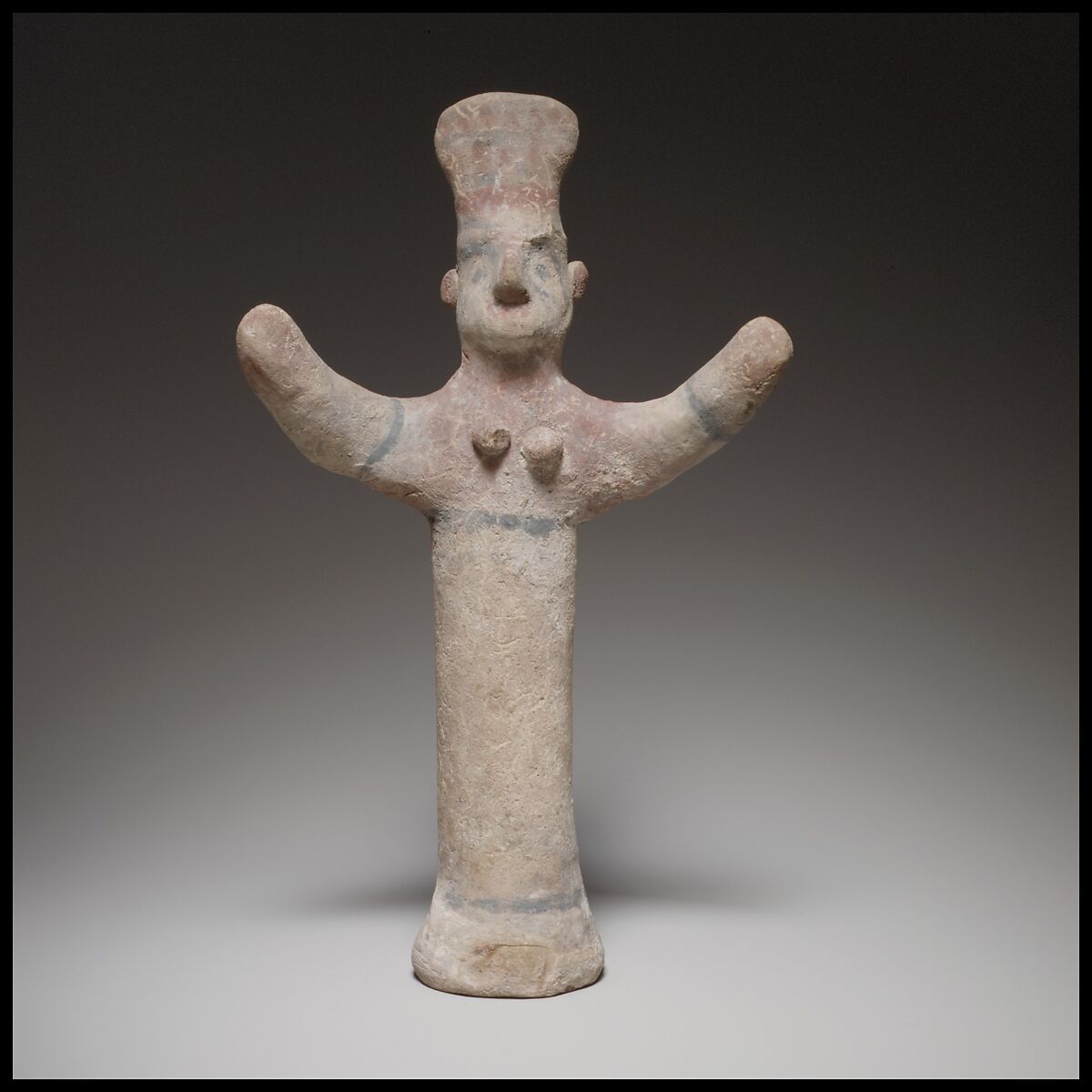Standing female figurine of the "goddess with uplifted arms" type, Terracotta, Cypriot