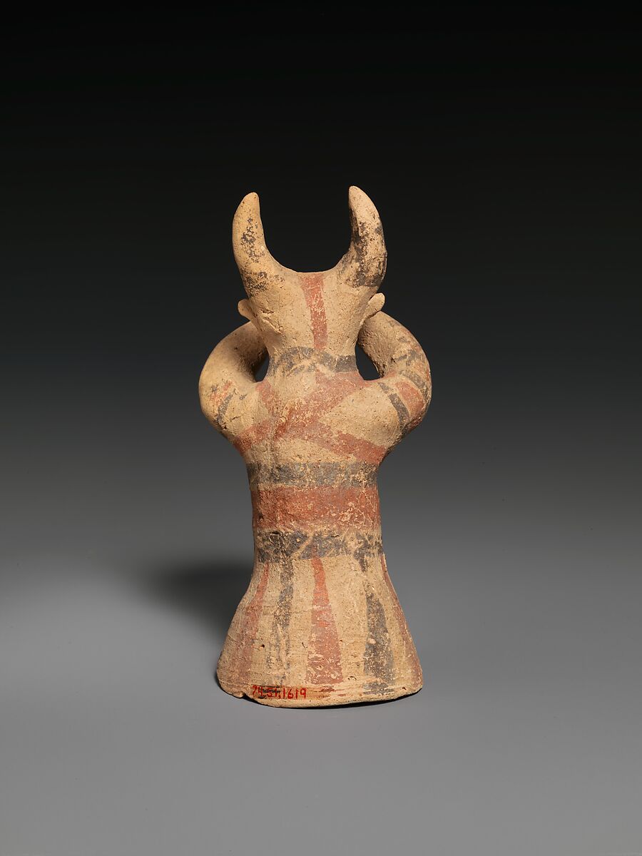 Terracotta figure wearing a bull mask, Terracotta, Cypriot