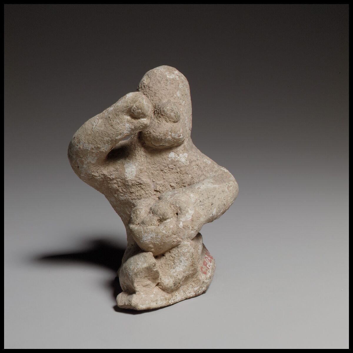 Seated male figurine, Terracotta, Cypriot 