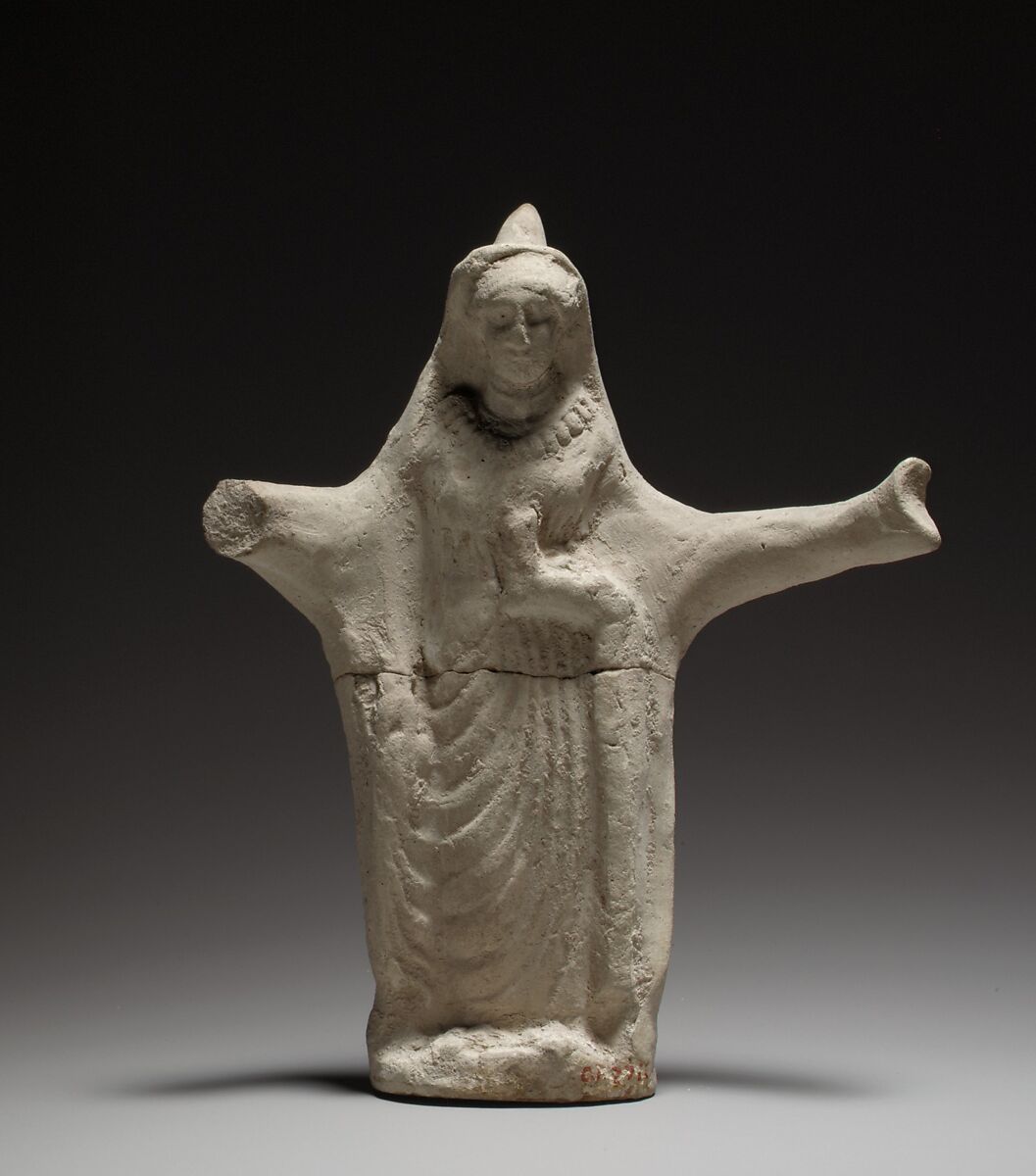 Terracotta statuette of a woman from a ring dance, Terracotta, Cypriot 