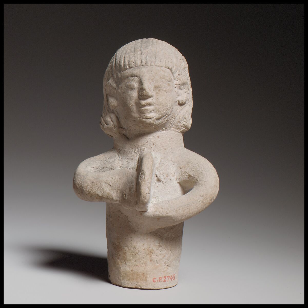 Standing female tambourine player, Terracotta, Cypriot 