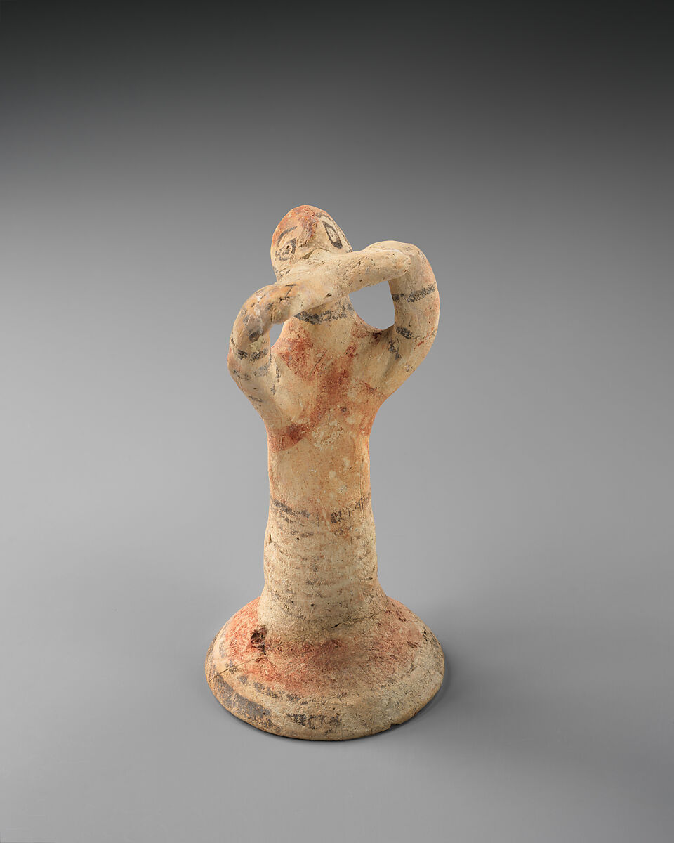 Terracotta statuette of a male flute-player, Terracotta, Cypriot