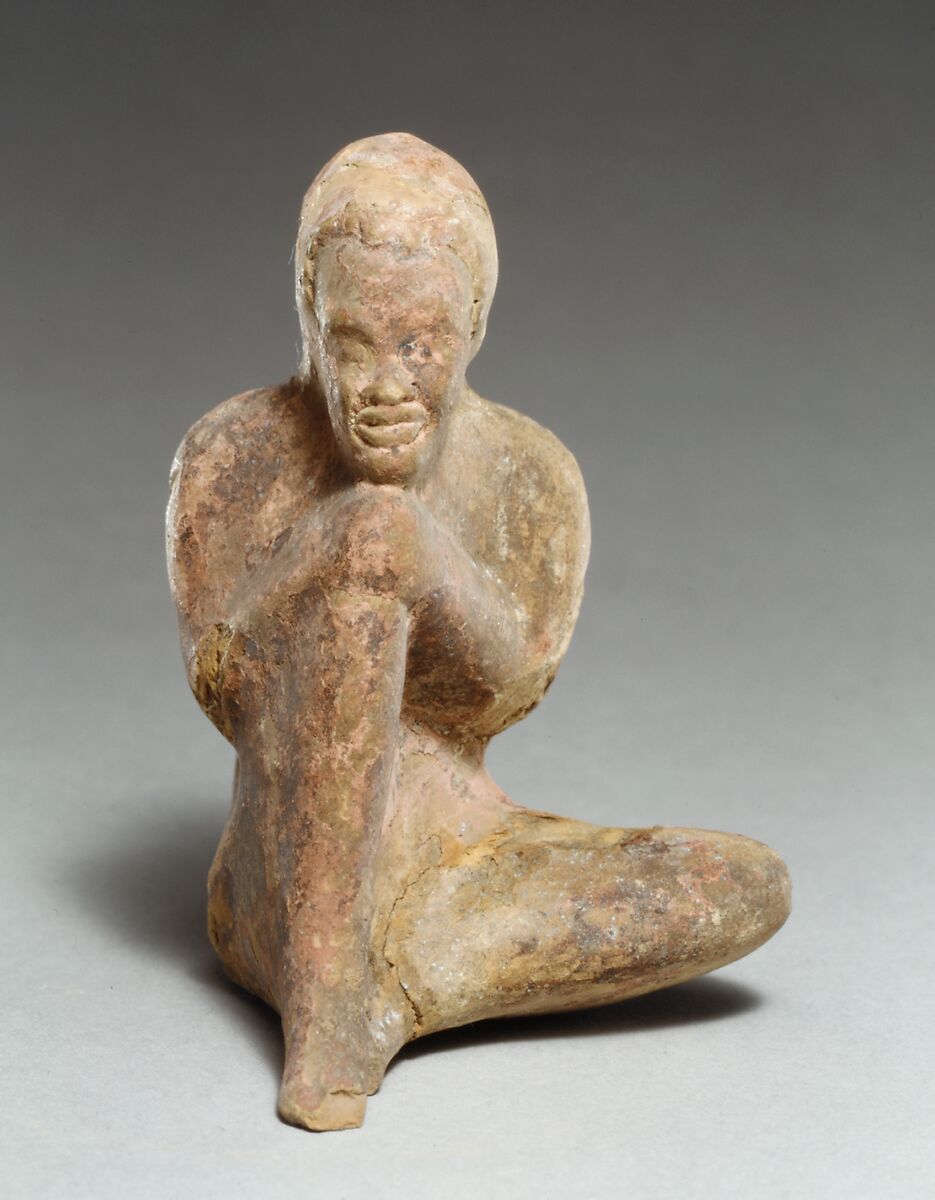 Terracotta statuette of a Black African youth, Terracotta, Greek, Rhodian 