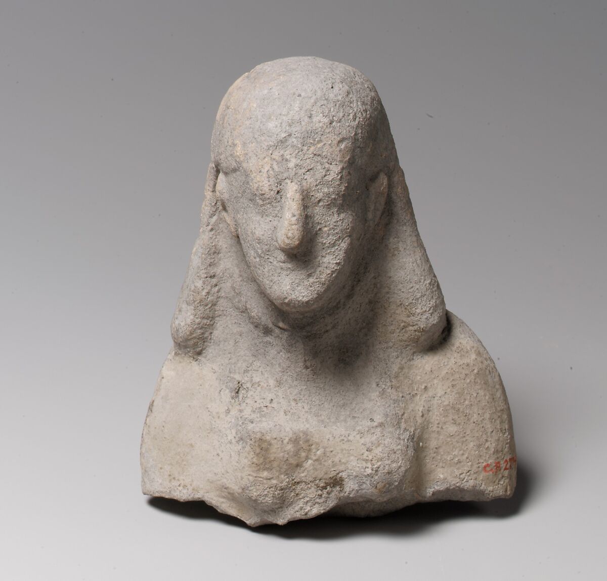 Head and upper body of a female figurine, Terracotta, Cypriot 