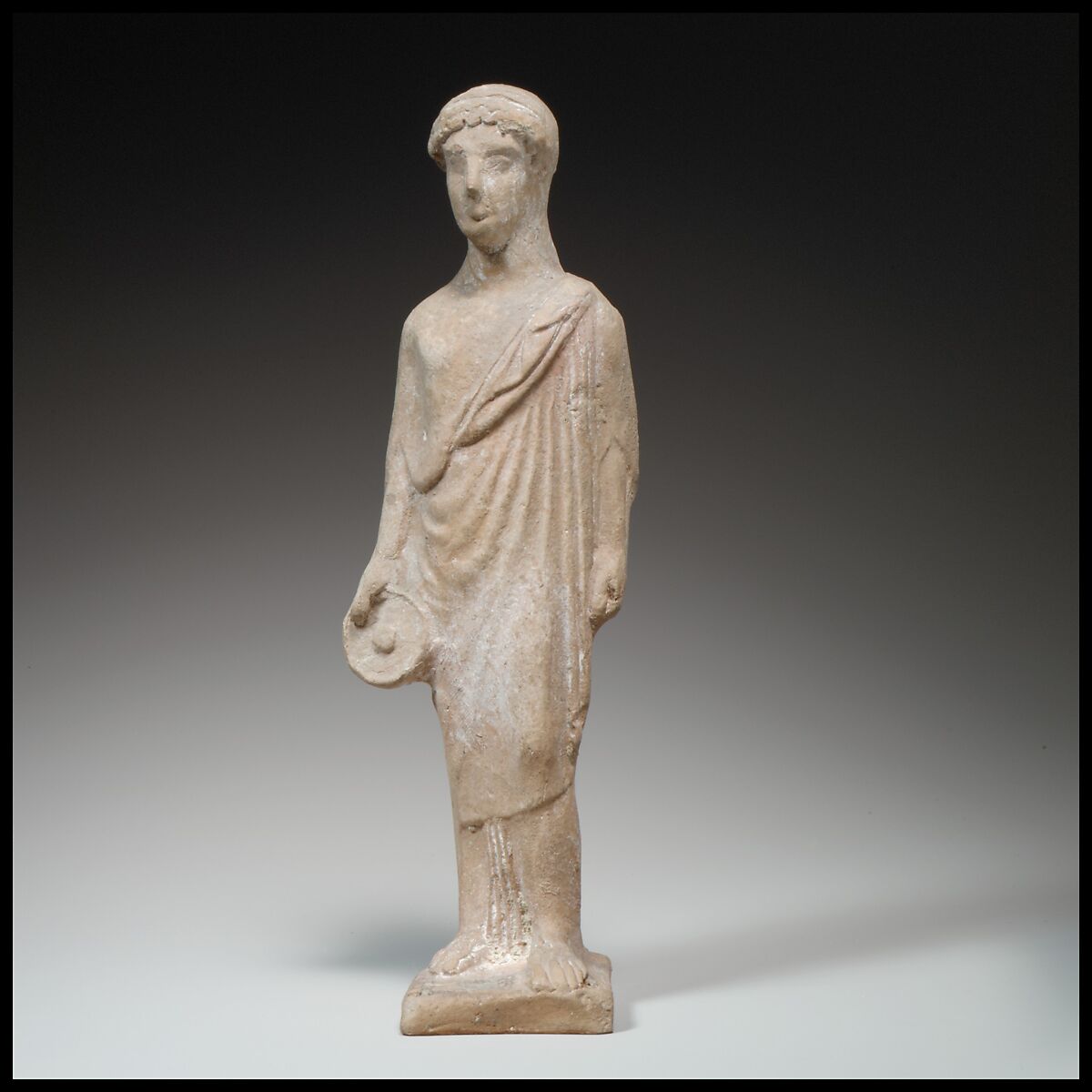 Standing female figurine, Terracotta, Greek, Attic ? 