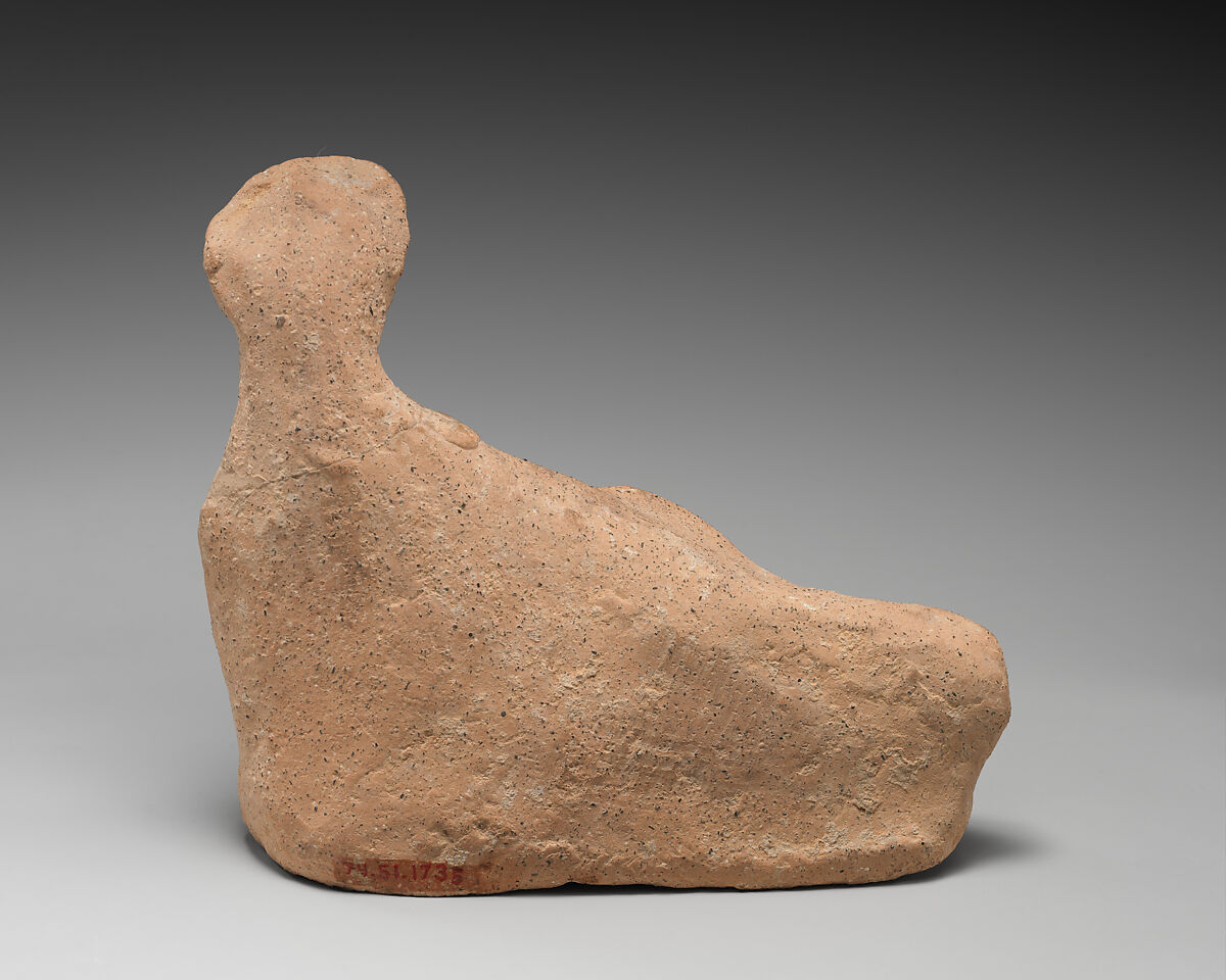 Terracotta statuette of a reclining youth, Terracotta, Cypriot
