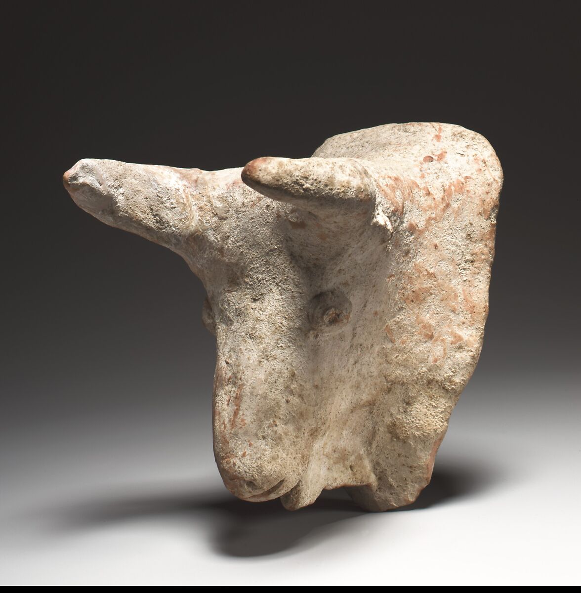 Terracotta mask in the form of a bull, Terracotta, Cypriot 