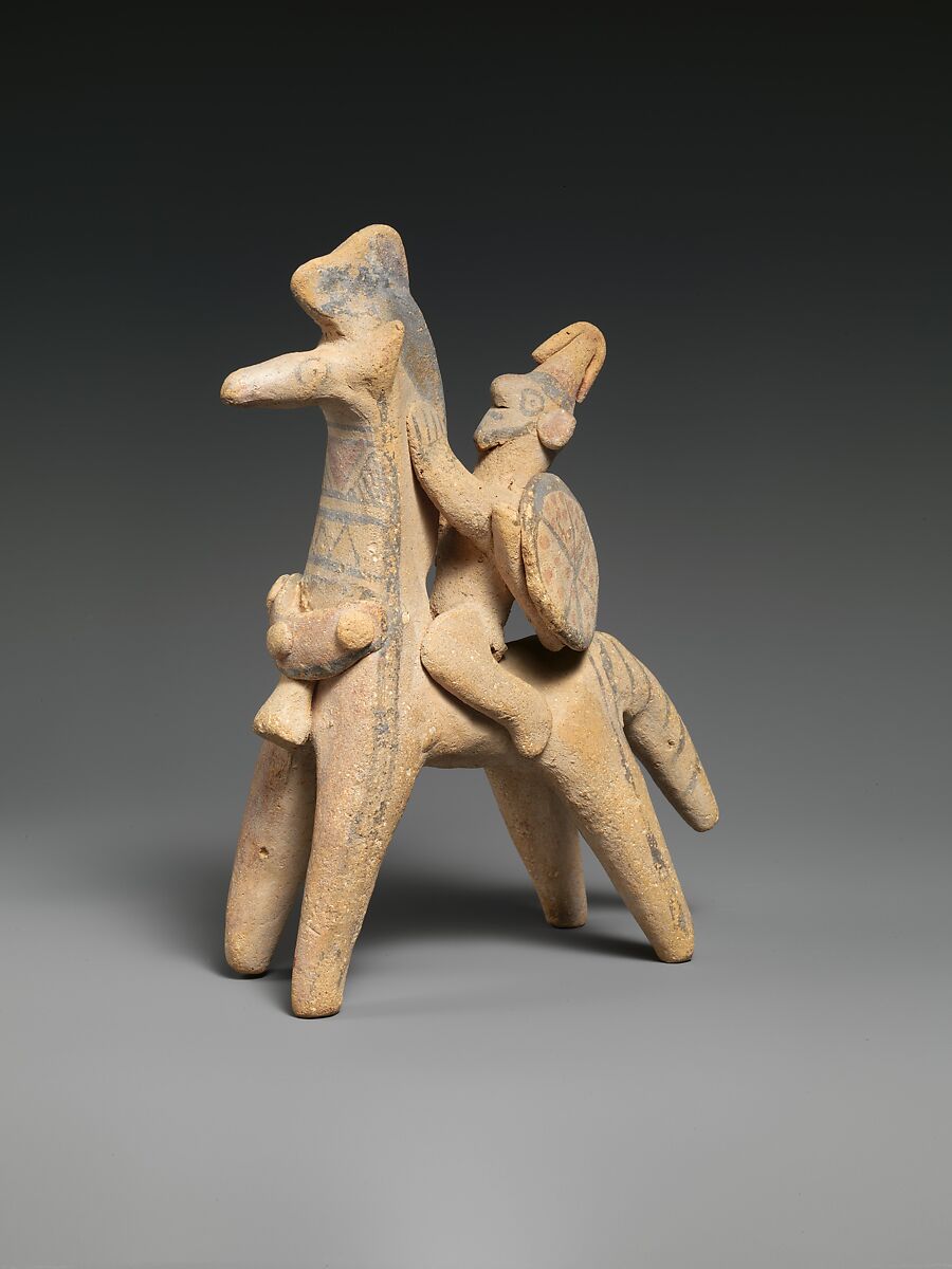 Terracotta horse and rider, Terracotta, Cypriot 