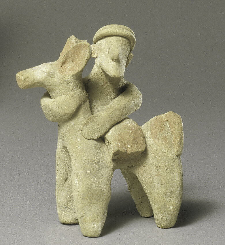 Terracotta statuette of a donkey and rider, Terracotta, Cypriot