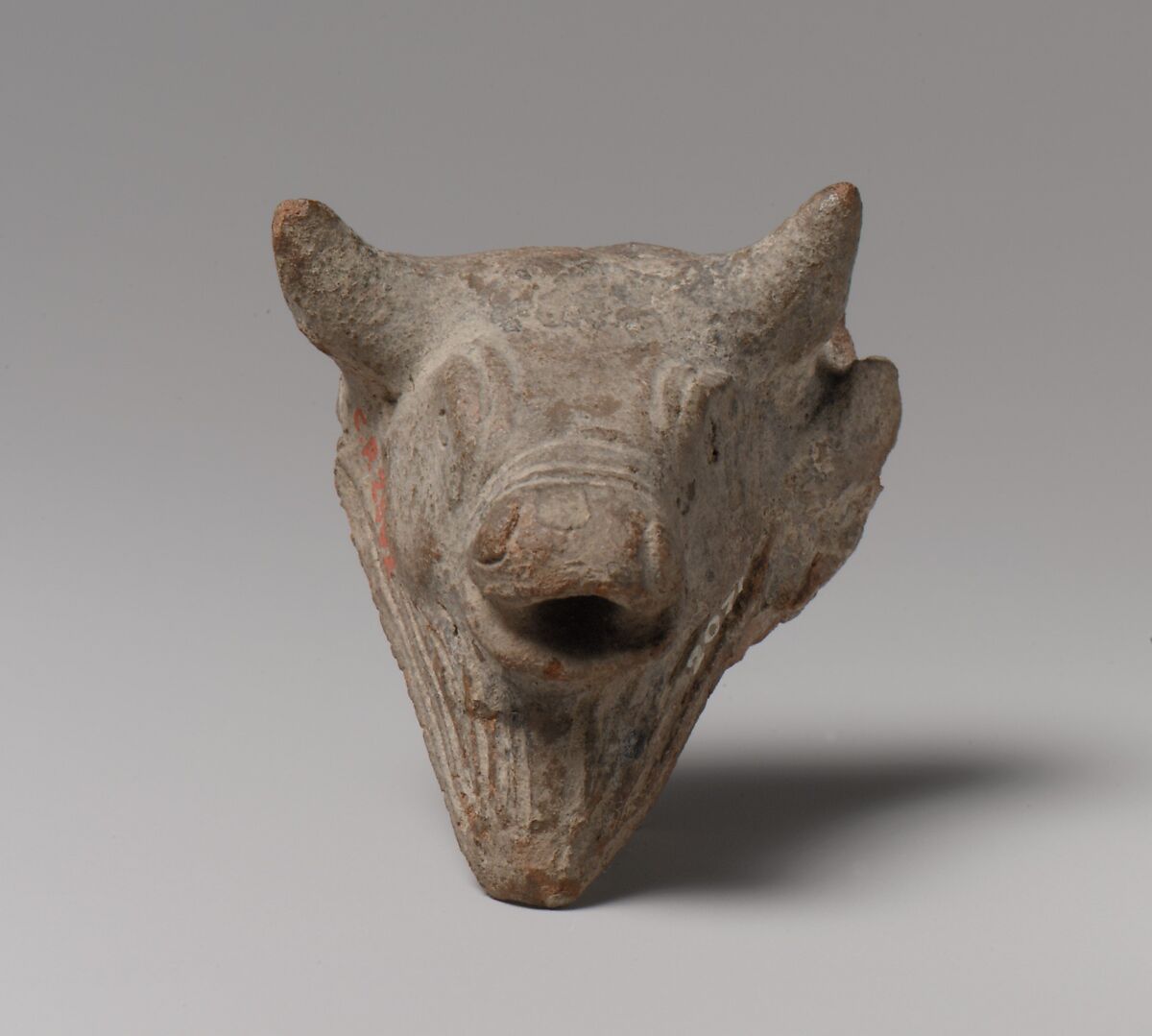Bull's head mask, Terracotta, Cypriot 