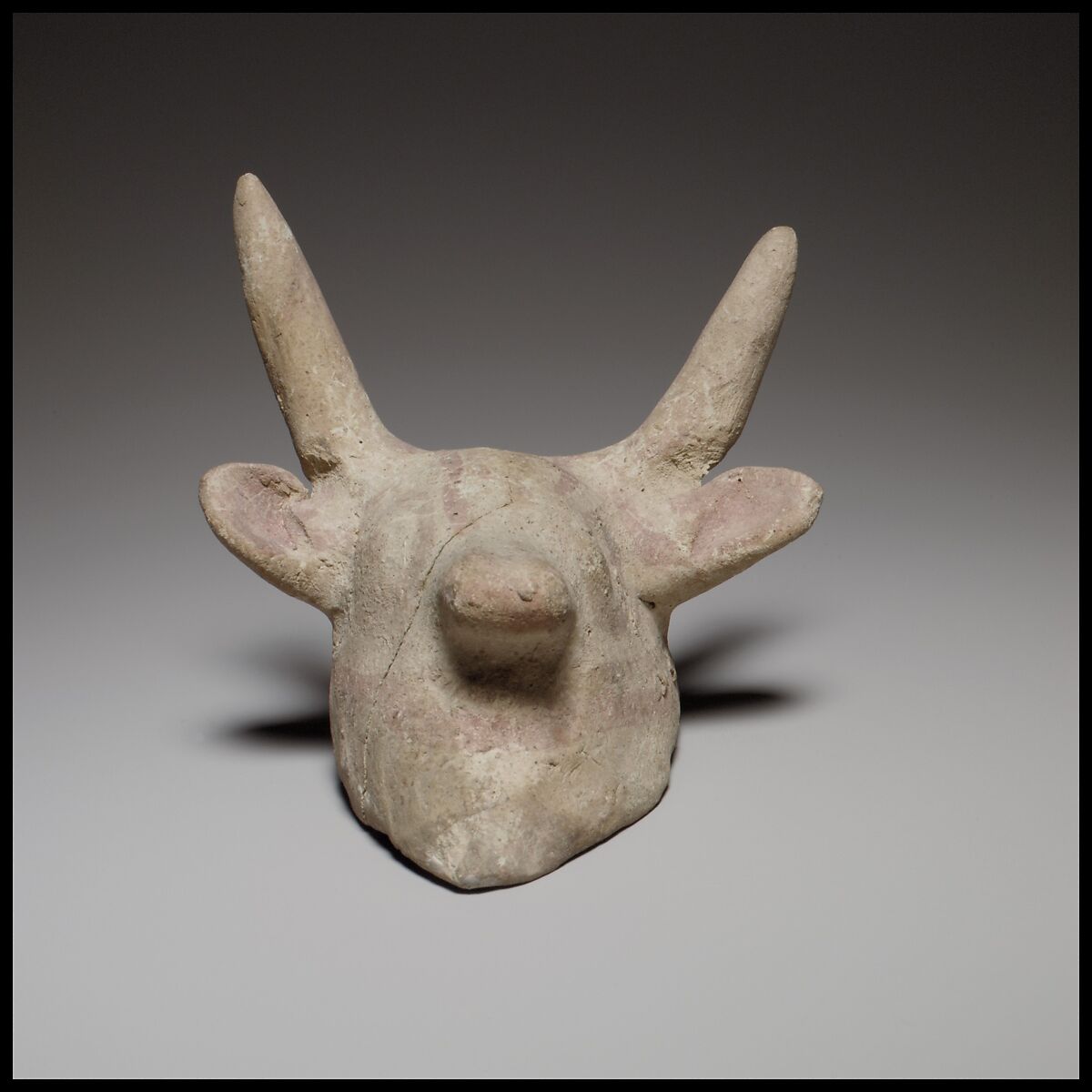 Terracotta mask in the form of a bull, Terracotta, Cypriot 