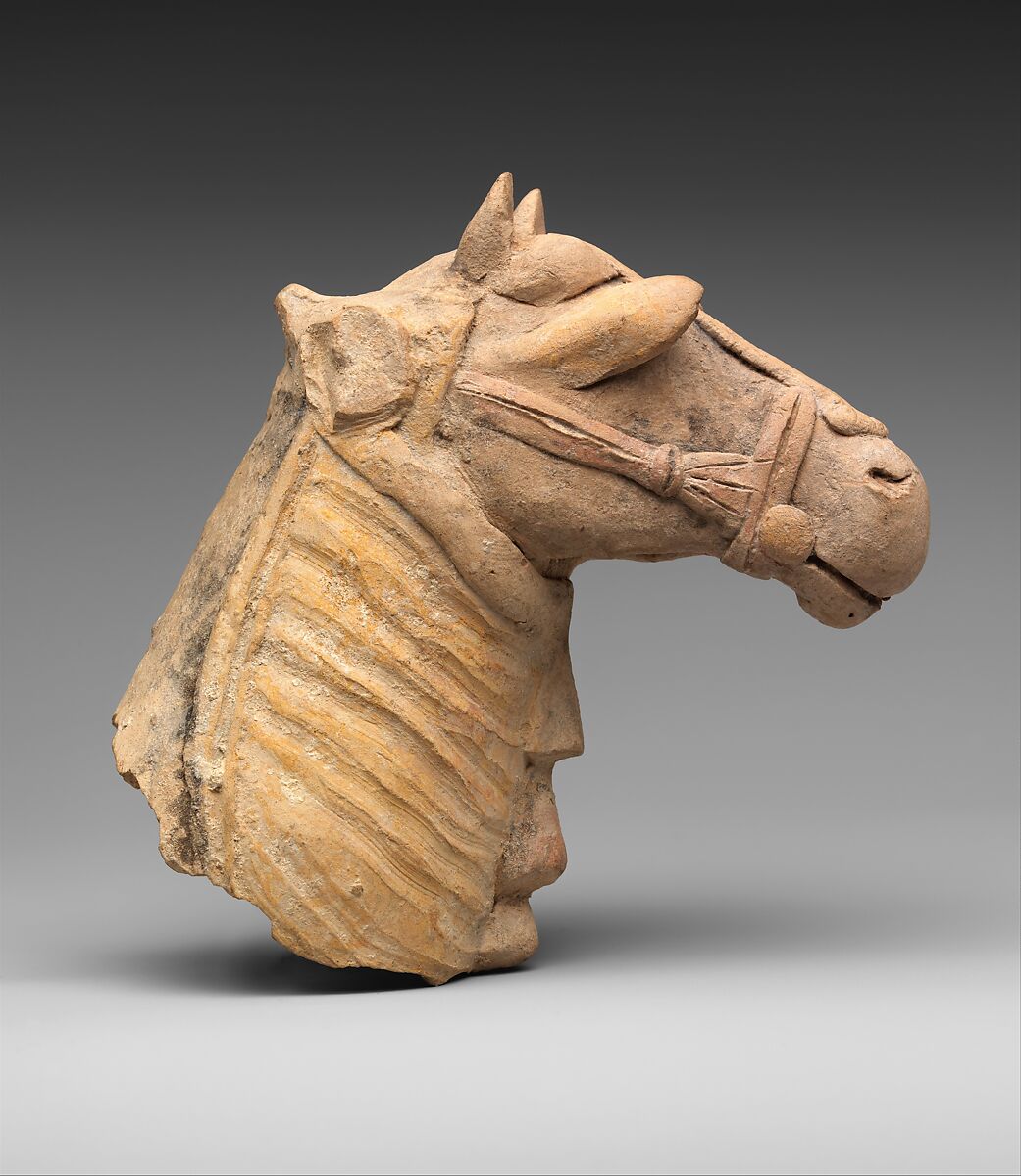 Horse's head with harness, Terracotta, Cypriot 