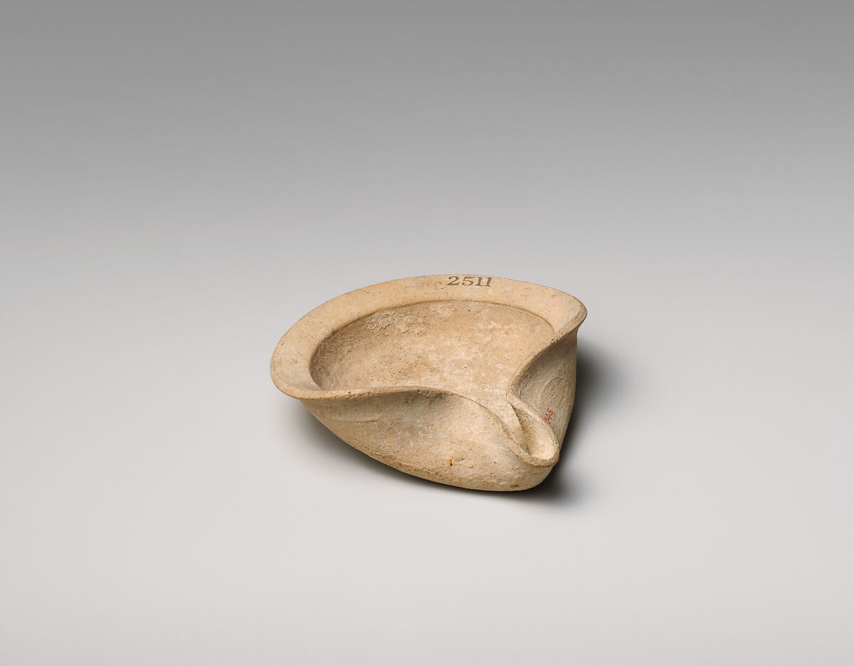 Terracotta saucer-shaped lamp, Terracotta, Cypriot