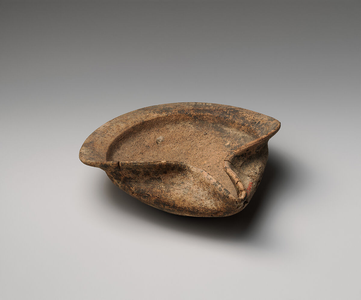 Terracotta saucer-shaped lamp, Terracotta, Cypriot 