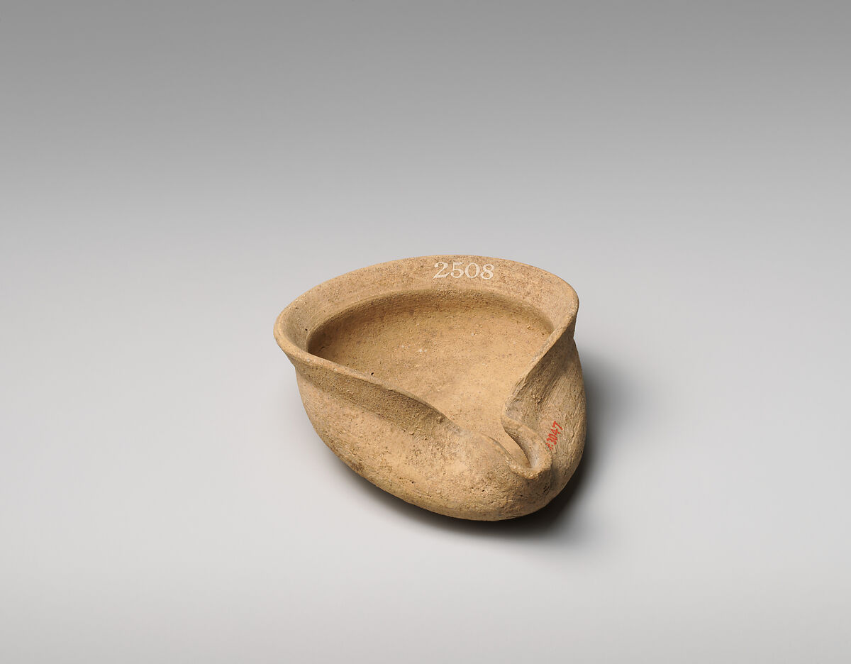 Terracotta saucer-shaped lamp, Terracotta, Cypriot