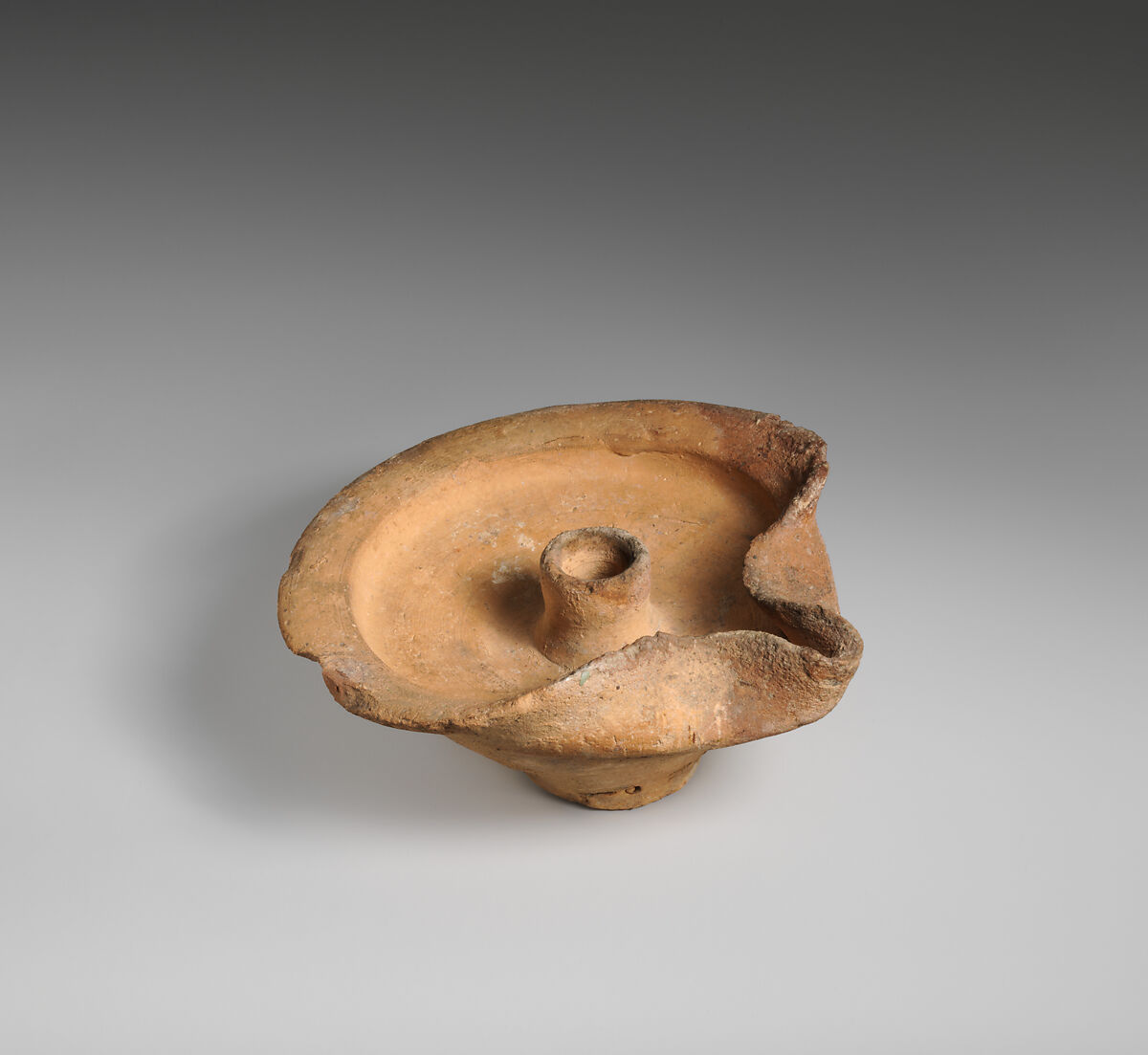 Terracotta saucer-shaped lamp, Terracotta, Cypriot 