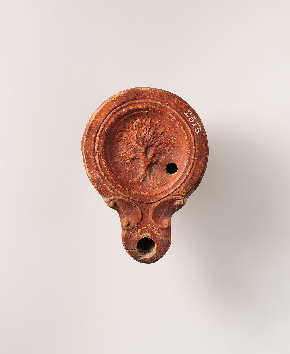 Terracotta oil lamp, Terracotta, Roman 