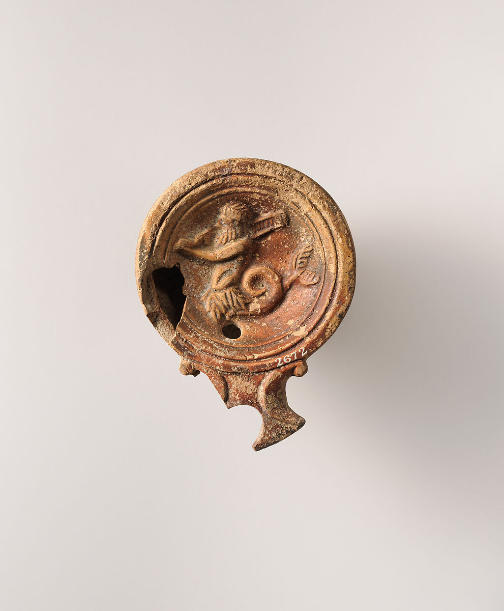 Terracotta oil lamp, Terracotta, Roman, Cypriot 