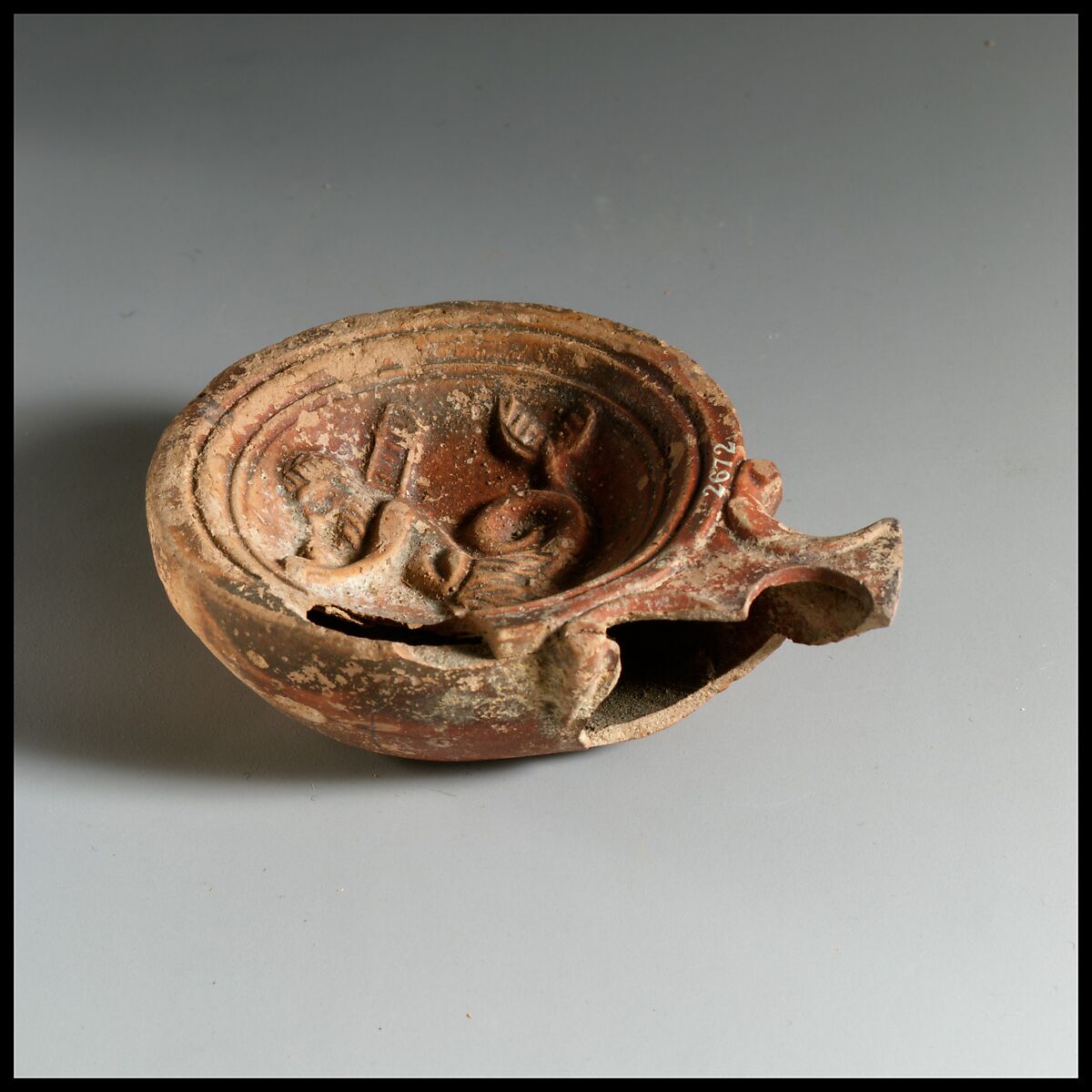 Terracotta oil lamp, Terracotta, Roman, Cypriot