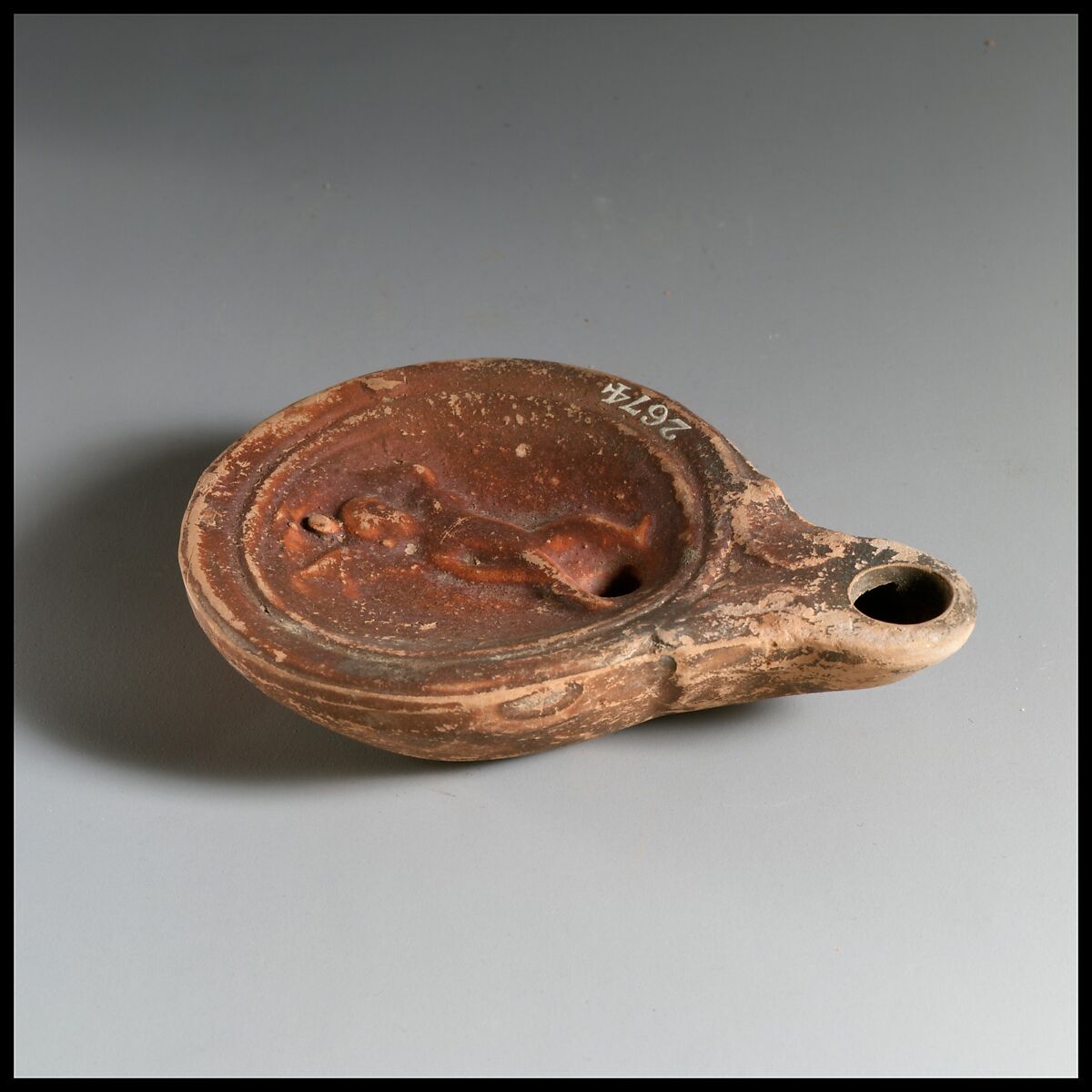 Terracotta oil lamp, Terracotta, Roman, Cypriot