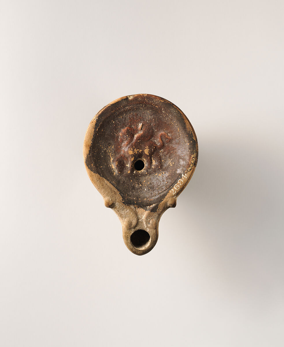 Terracotta oil lamp, Terracotta, Roman, Cypriot 