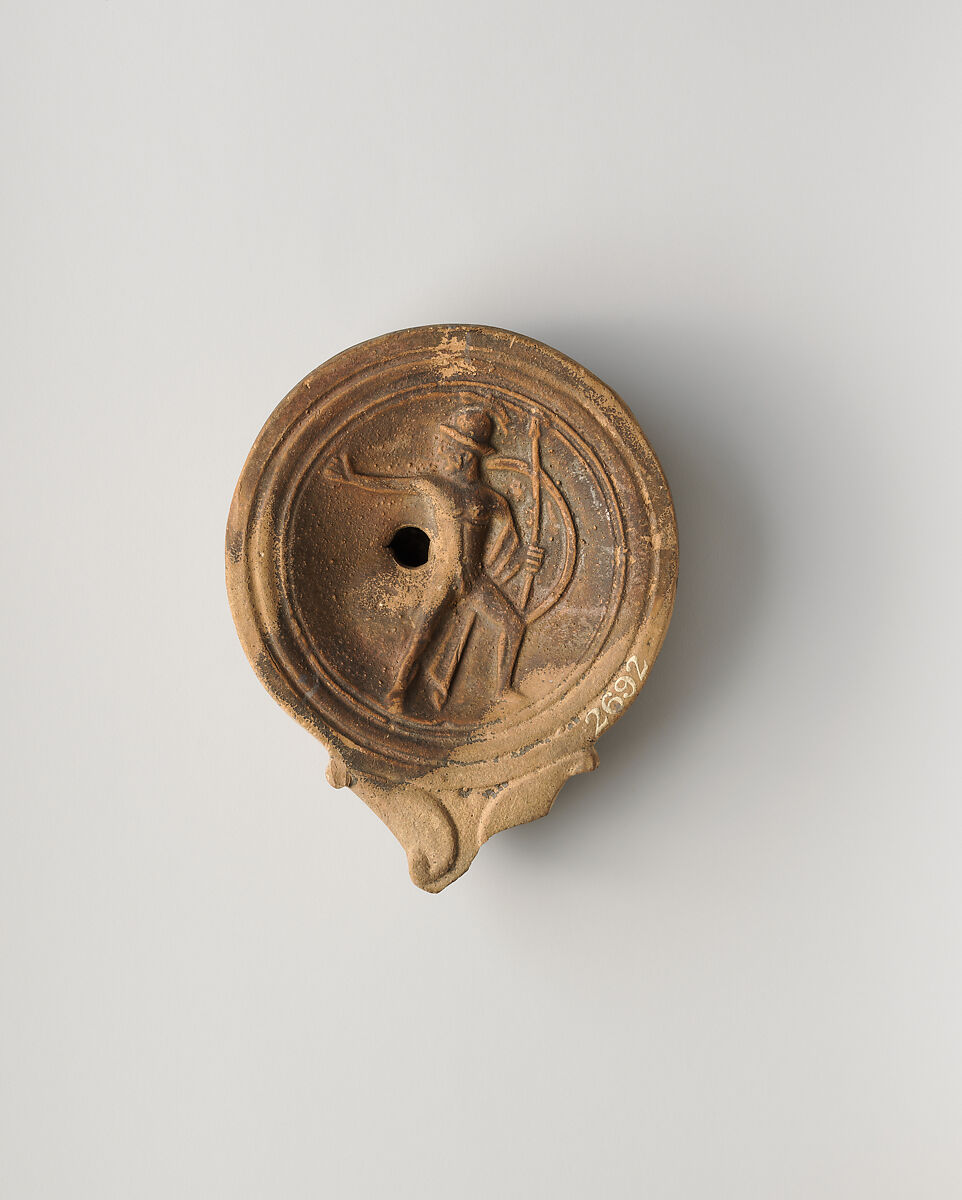 Terracotta oil lamp, Terracotta, Roman, Cypriot 