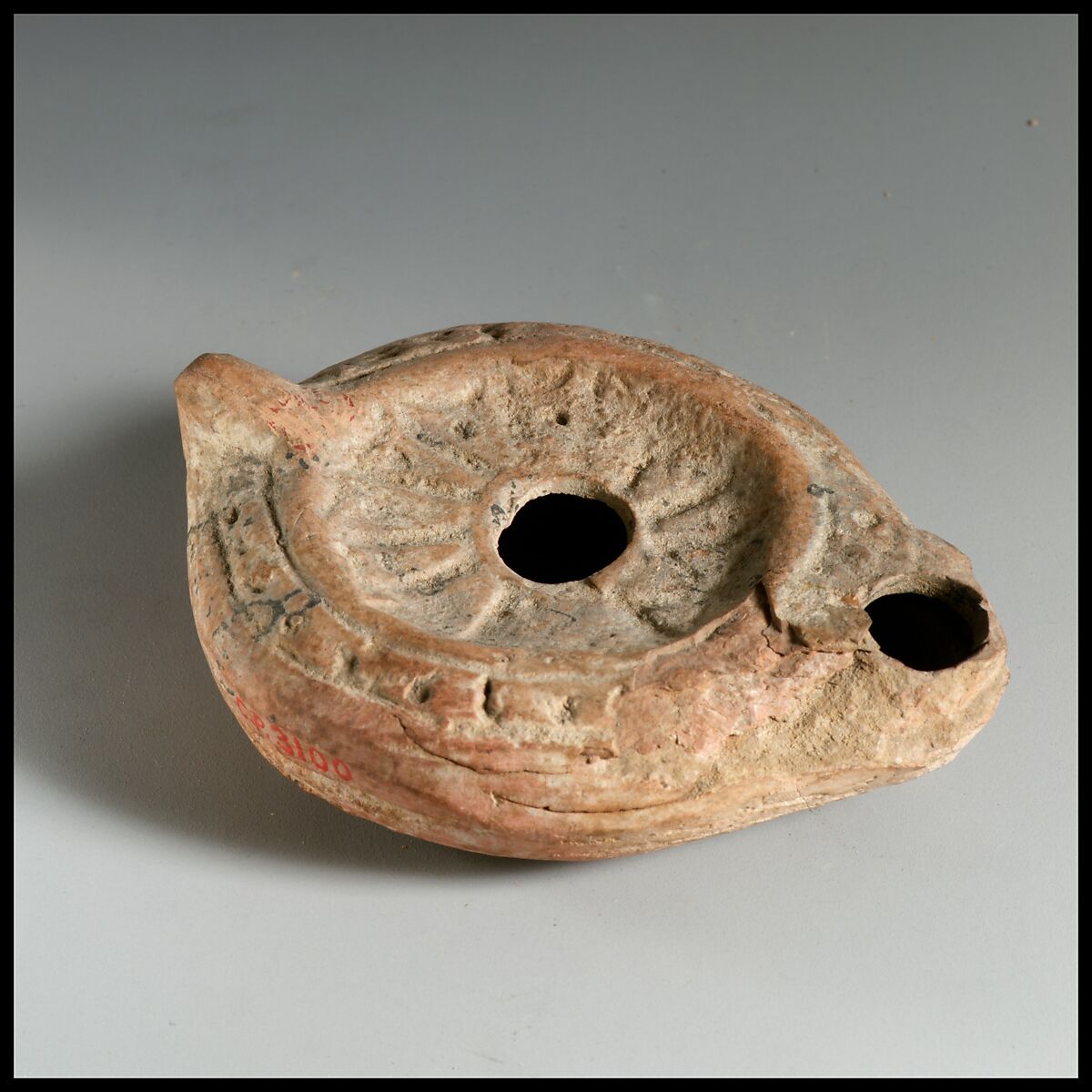Terracotta oil lamp, Terracotta, Roman