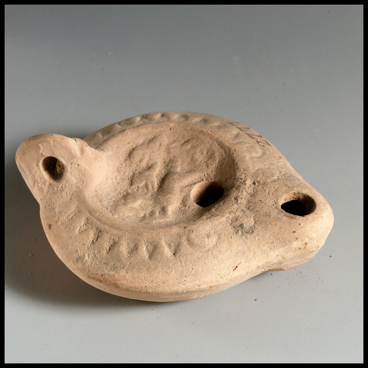 Terracotta oil lamp, Terracotta, Roman