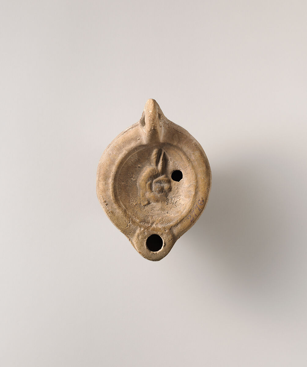 Terracotta oil lamp, Terracotta, Roman 