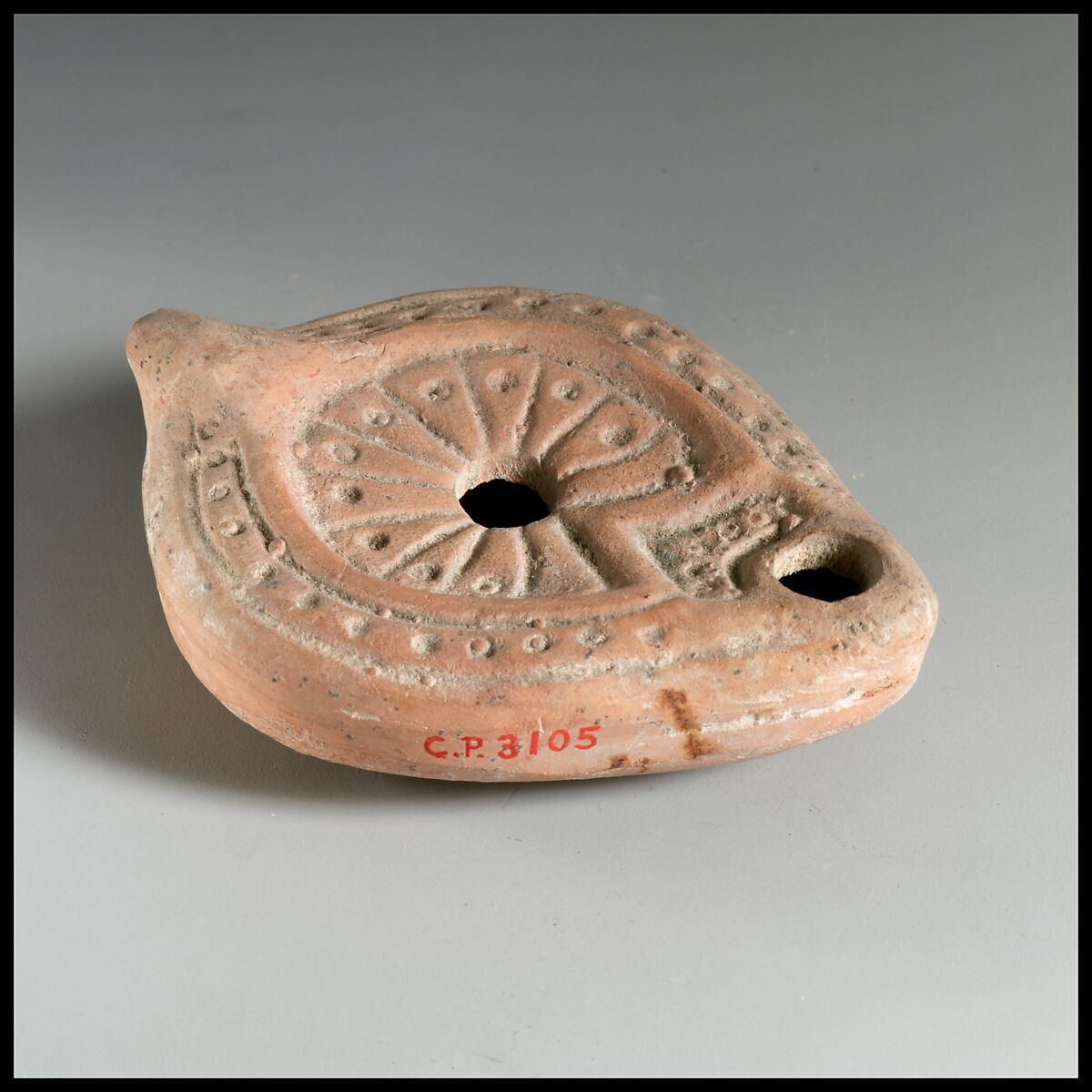Terracotta oil lamp, Terracotta, Roman