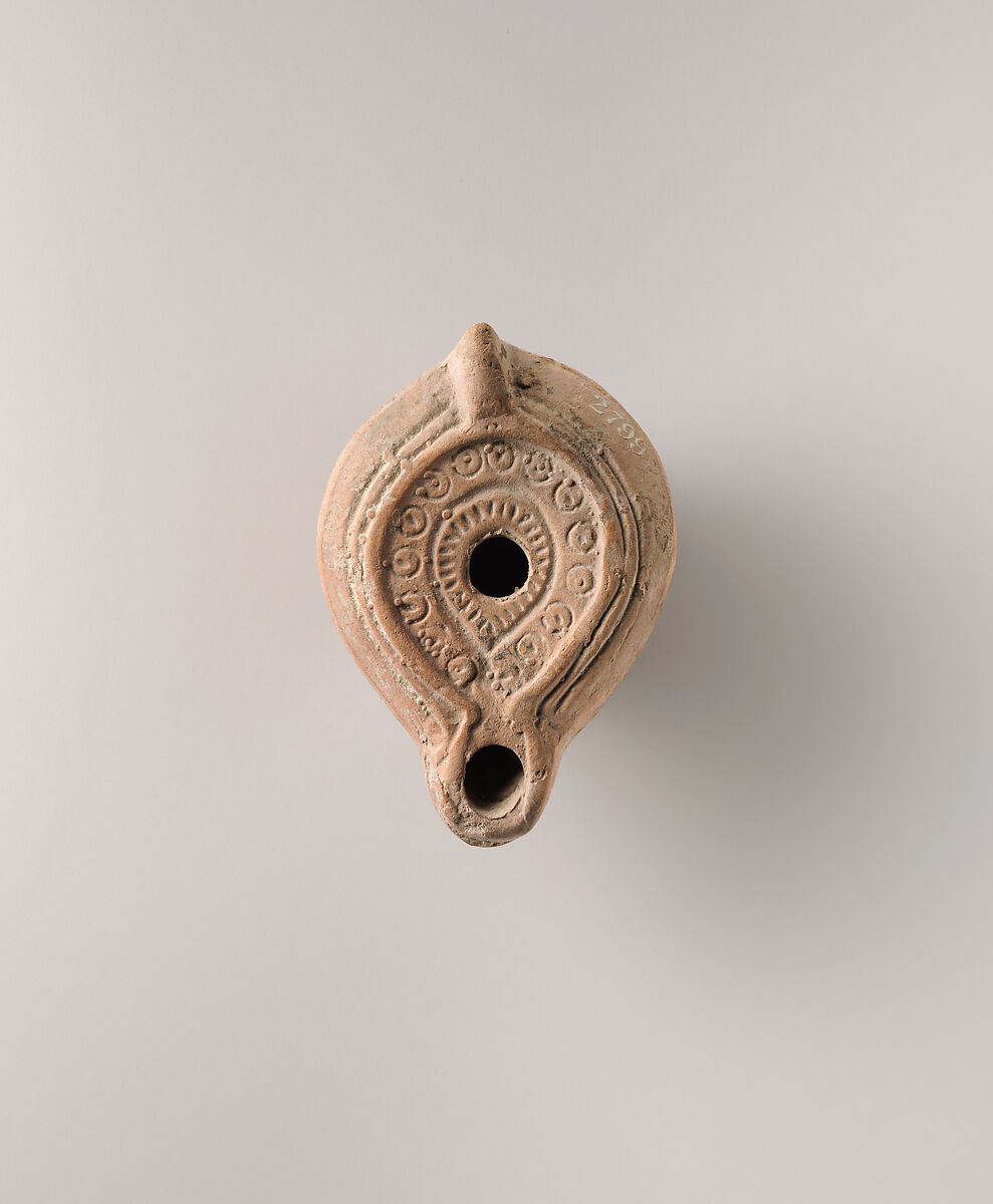 Terracotta oil lamp, Terracotta, Roman 