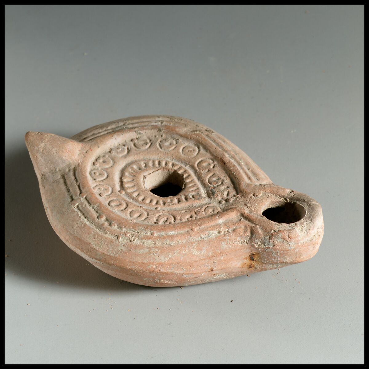 Terracotta oil lamp, Terracotta, Roman