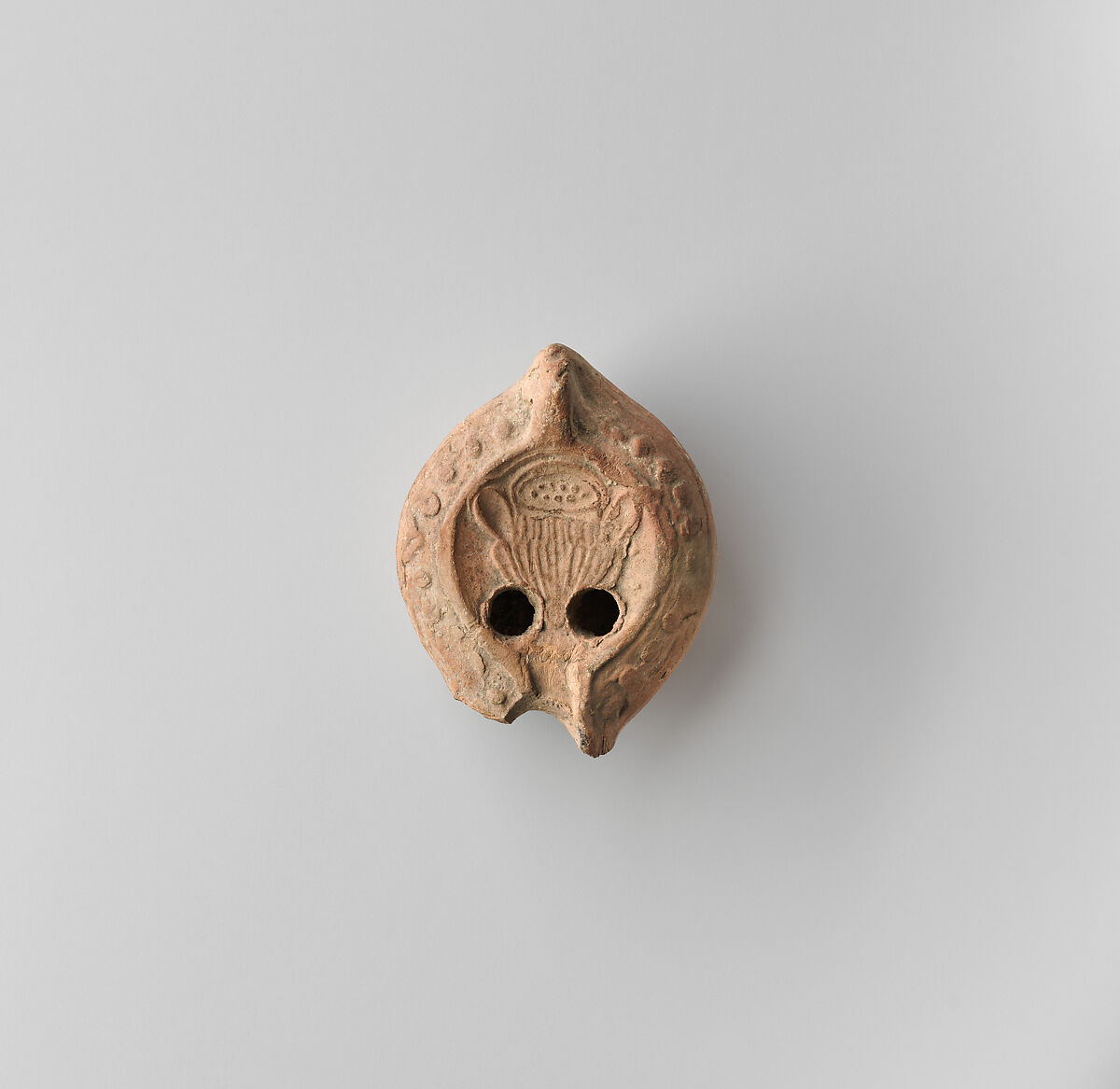 Terracotta oil lamp, Terracotta, Roman 