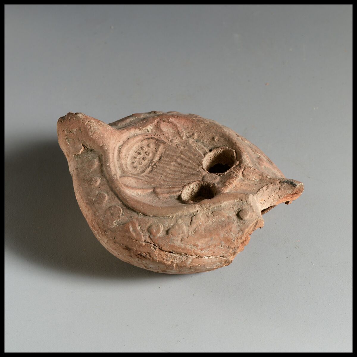 Terracotta oil lamp, Terracotta, Roman