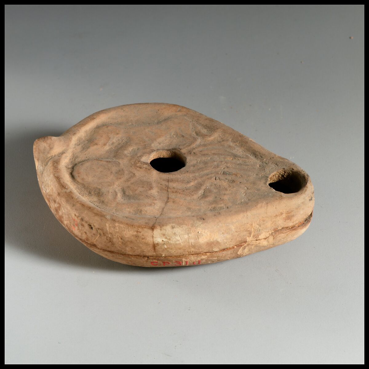 Terracotta oil lamp, Terracotta, Roman