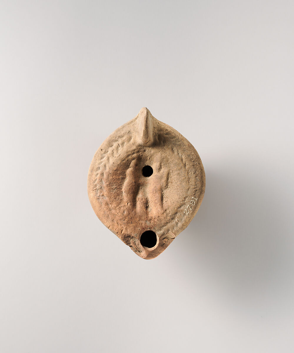 Terracotta oil lamp, Terracotta, Roman 