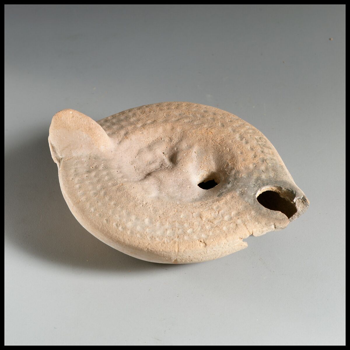 Terracotta oil lamp, Terracotta, Roman