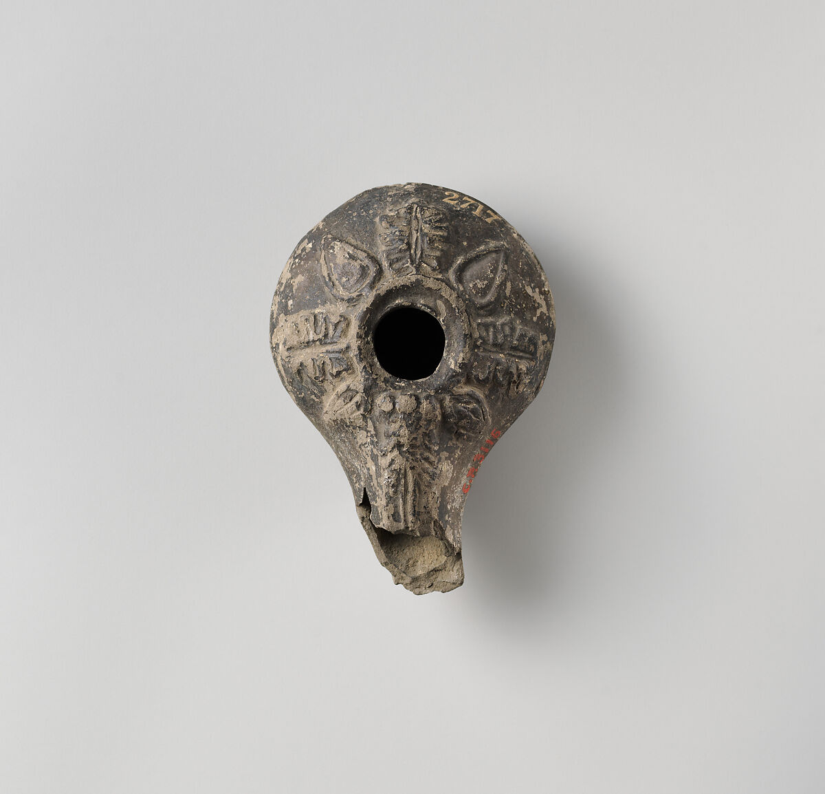 Terracotta oil lamp, Terracotta, Greek 