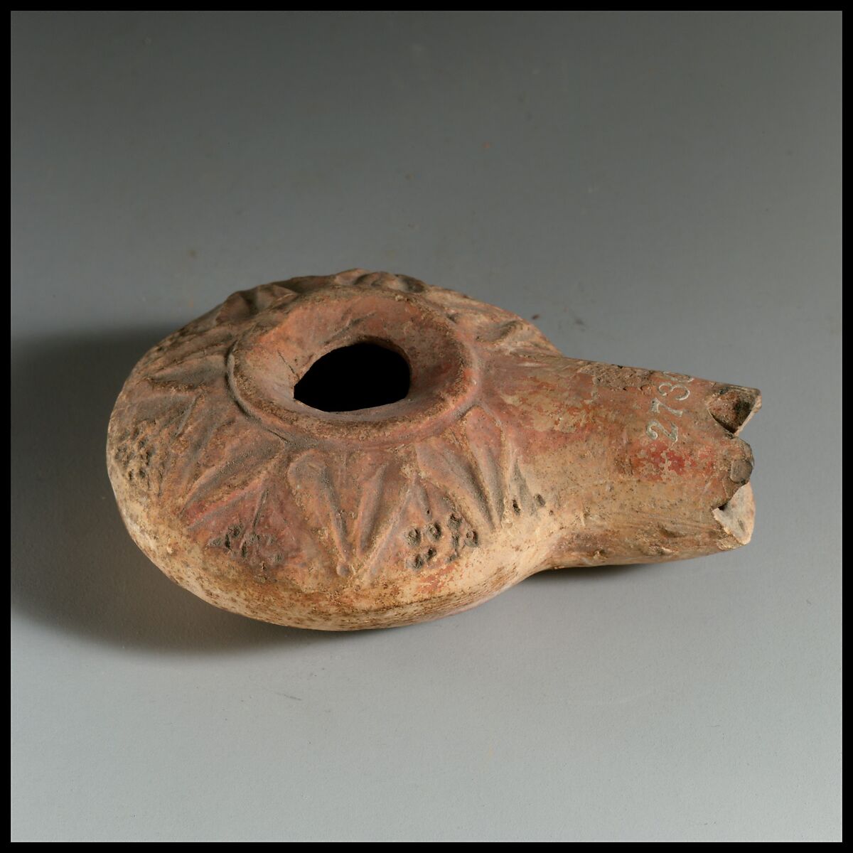 Terracotta oil lamp Greek Hellenistic The Metropolitan Museum of Art