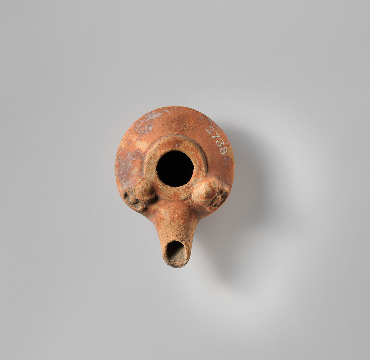 Terracotta oil lamp, Terracotta, Greek 