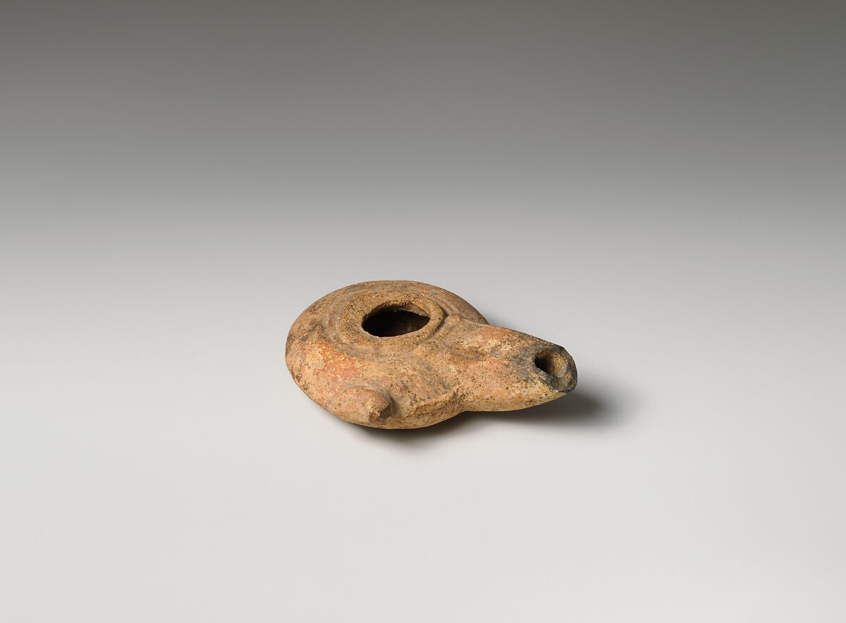 Terracotta oil lamp, Terracotta, Greek 