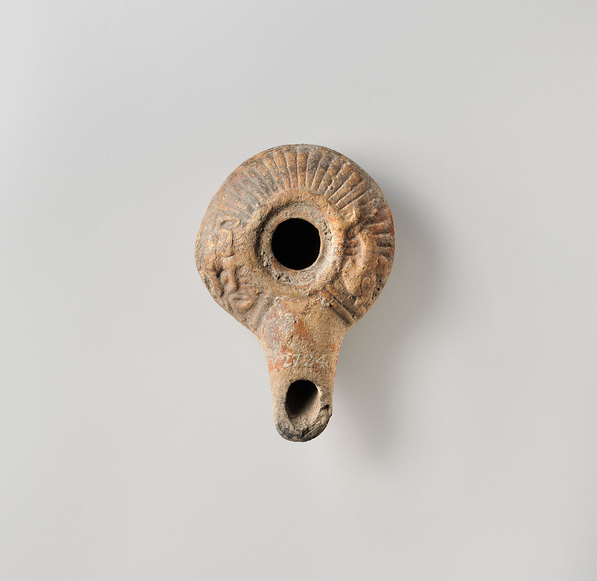 Terracotta oil lamp, Terracotta, Greek 