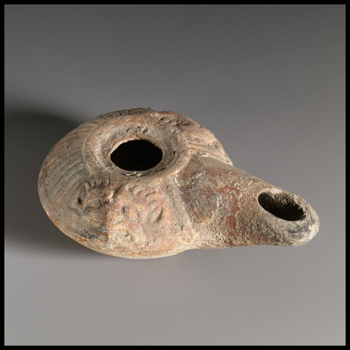 Terracotta oil lamp, Terracotta, Greek