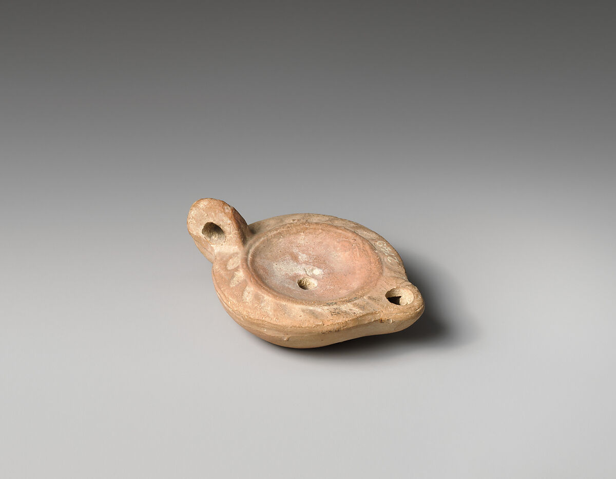 Terracotta oil lamp, Terracotta, Roman 