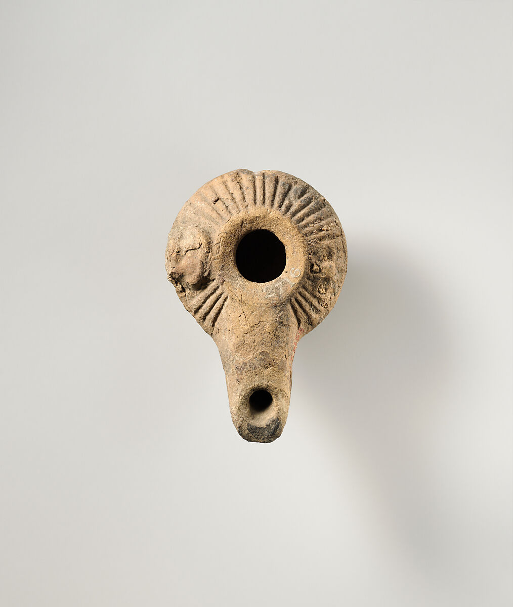 Terracotta oil lamp, Terracotta, Greek 