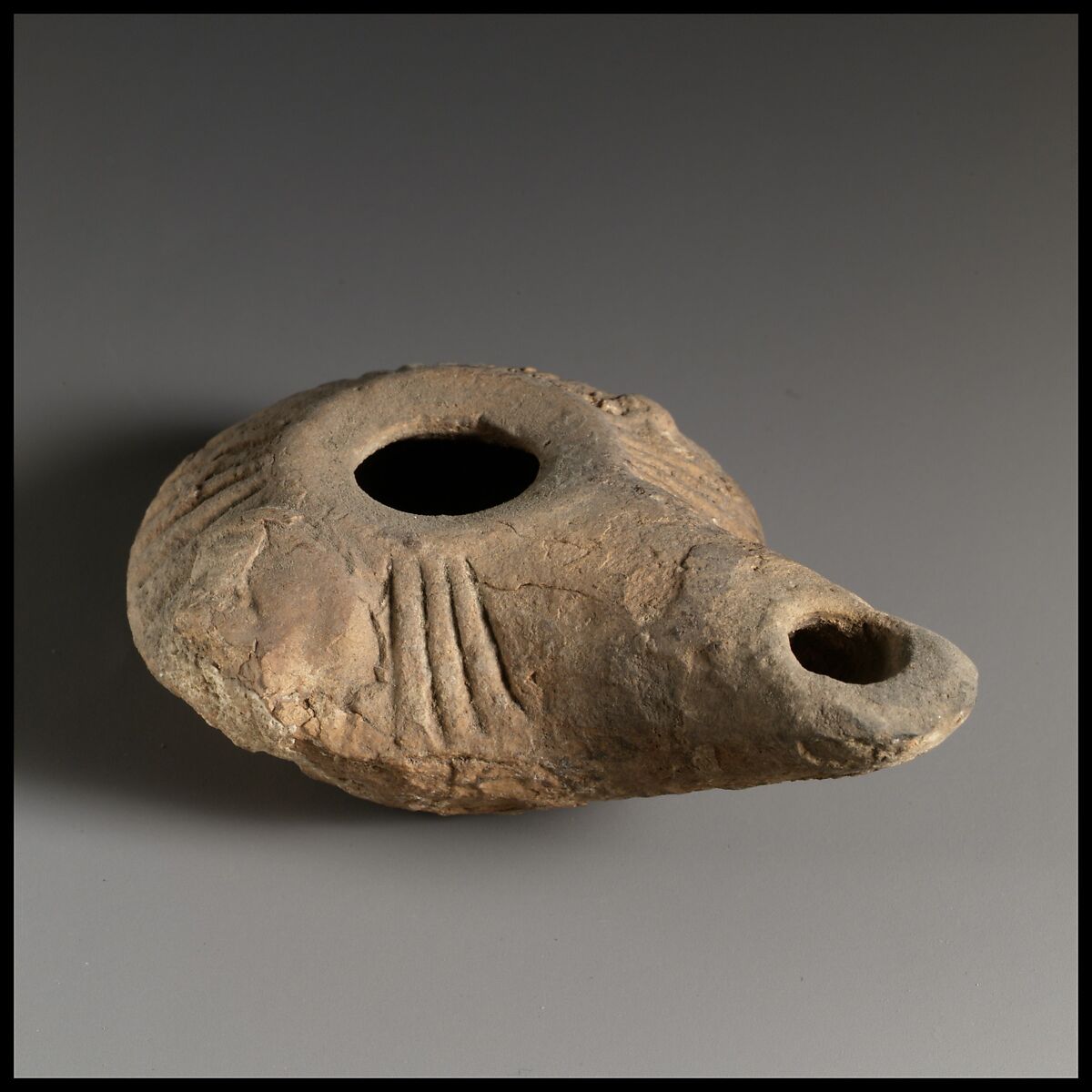 Terracotta oil lamp, Terracotta, Greek