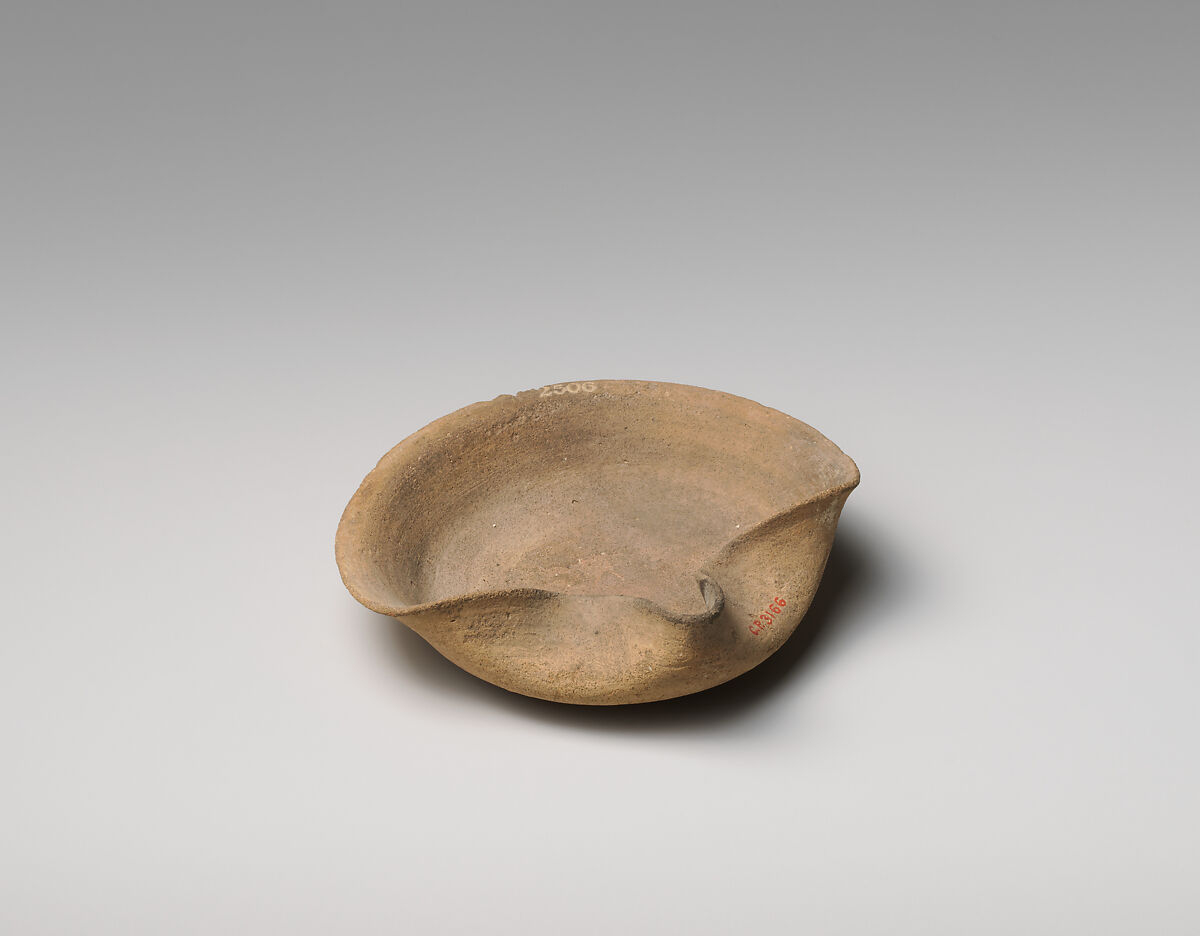 Terracotta saucer-shaped lamp, Terracotta, Cypriot